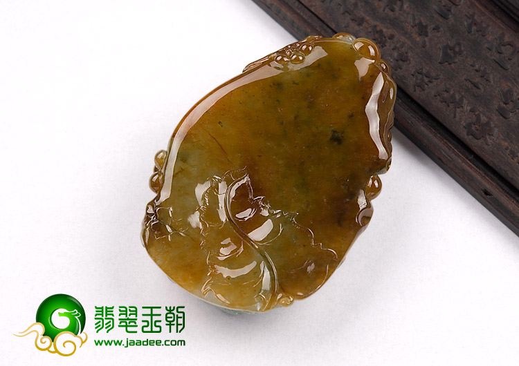 冰种褐翡飘花缅甸翡翠A货大展宏图挂件