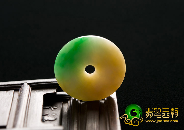 糯冰种黄加绿缅甸翡翠A货平安扣挂件