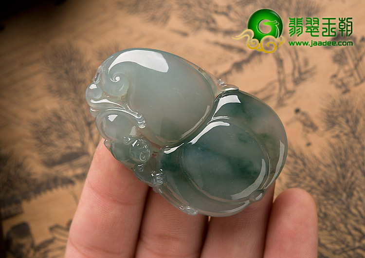 冰种飘花缅甸翡翠A货福禄寿挂件