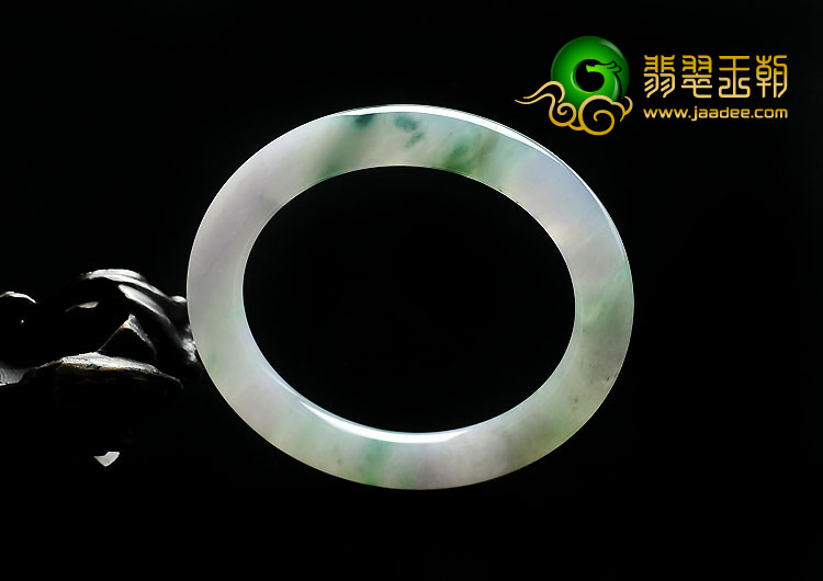糯冰种紫罗兰飘花缅甸翡翠A货圆条手镯（56.3mm）
