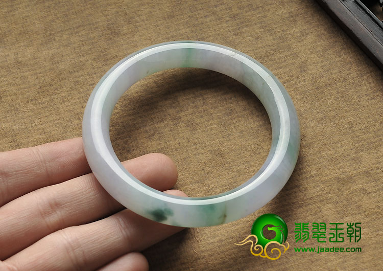 糯冰种紫罗兰飘花缅甸翡翠A货圆条手镯（56.3mm）