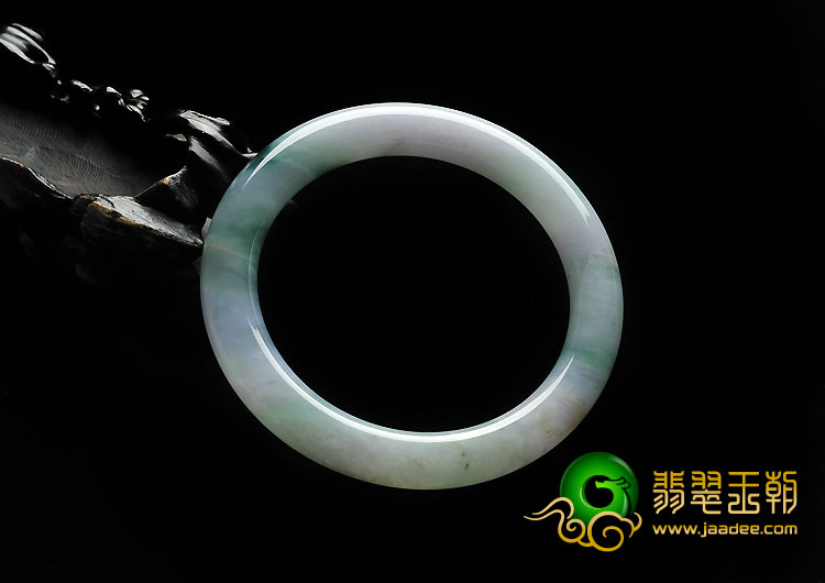 糯冰种紫罗兰飘花缅甸翡翠A货圆条手镯（56.3mm）