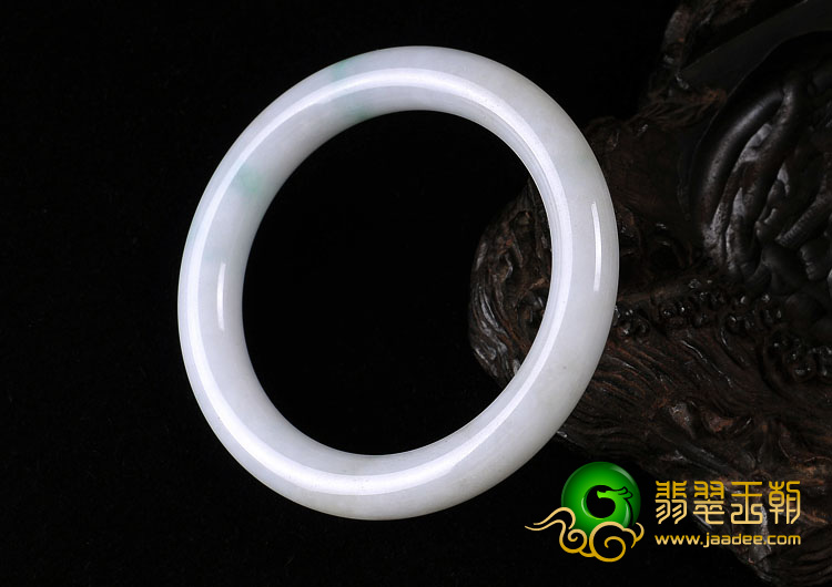 细糯种略飘翠缅甸翡翠A货圆条手镯（57mm）