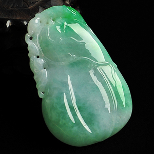 糯冰种飘翠缅甸翡翠A货福如意挂件