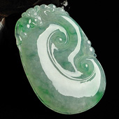 糯冰种飘翠缅甸翡翠A货如意挂件