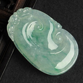 糯冰种飘翠缅甸翡翠A货如意挂件