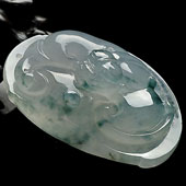 冰种飘花缅甸翡翠A货蝙蝠如意挂件