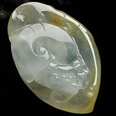 (超值推荐)冰种淡黄翡缅甸翡翠A货龙头如意挂件