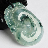 冰种飘花缅甸翡翠A货如意挂件