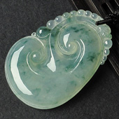 冰种飘花缅甸翡翠A货如意挂件