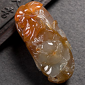 冰种红黄翡缅甸翡翠A货花开富贵挂件