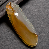 冰种黄翡缅甸翡翠A货龙头福瓜挂件