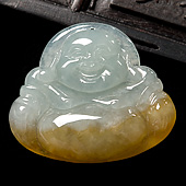 冰种黄翡缅甸翡翠A货玉佛挂件
