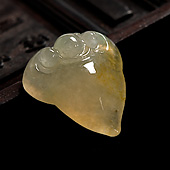 冰种淡黄翡缅甸翡翠A货如意挂件