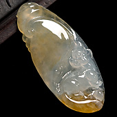 冰种黄翡缅甸翡翠A货貔貅如意挂件