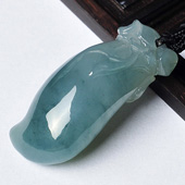 冰种飘花缅甸翡翠A货福瓜挂件
