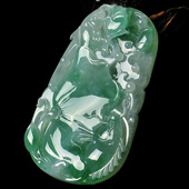 冰种翠色缅甸翡翠A货年年有余挂件