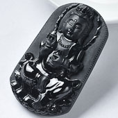 糯冰种墨翠缅甸翡翠A货观音挂件
