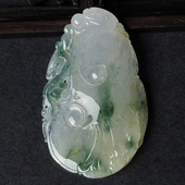 冰种飘花缅甸翡翠A货如意挂件