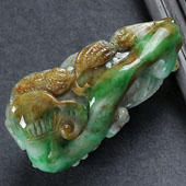 糯冰种黄加绿缅甸翡翠A货龙行如意挂件