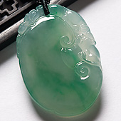 冰种飘翠缅甸翡翠A货如意寿挂件