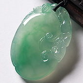 冰种飘翠缅甸翡翠A货如意寿挂件