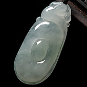 冰种晴水缅甸翡翠A货福在眼前挂件