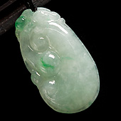 糯冰种飘翠缅甸翡翠A货如意寿挂件