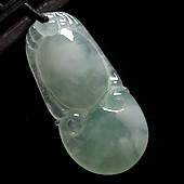 冰种飘花缅甸翡翠A货如意寿挂件