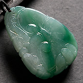 糯冰种翠色缅甸翡翠A货如意寿挂件