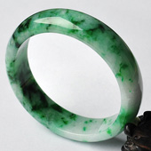 糯冰种飘翠缅甸翡翠A货手镯（56.6mm）