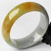 糯冰种黄翡缅甸翡翠A货手镯（57.6mm）