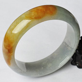 糯冰种黄翡缅甸翡翠A货手镯（57.7mm）