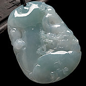 糯冰种晴水缅甸翡翠A货龙行如意挂件