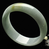 糯冰种飘黄翡缅甸翡翠A货手镯（58mm）