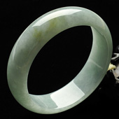 糯冰种飘黄翡缅甸翡翠A货手镯（59mm）
