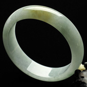 糯冰种飘黄翡缅甸翡翠A货手镯（59mm）