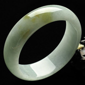 糯冰种飘黄翡缅甸翡翠A货手镯（59mm）