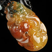 冰种红黄翡飘花缅甸翡翠A货龙行如意挂件