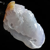 冰种紫罗兰黄翡缅甸翡翠A货福寿如意手玩件