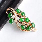 冰玻种阳绿缅甸翡翠A货镶玫瑰金胸坠（真钻）