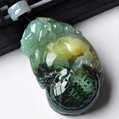 糯冰种黄加绿缅甸翡翠A货事事如意挂件