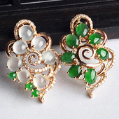 玻璃（冰玻种）阳绿缅甸翡翠A货镶玫瑰金胸坠（真钻）（单价）