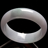 糯冰种春带彩缅甸翡翠A货手镯（53.3mm）