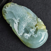 糯冰种晴水缅甸翡翠A货大展宏图挂件
