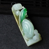 糯冰种飘翠缅甸翡翠A货安居乐业挂件