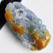 冰种紫罗兰黄翡缅甸翡翠A货龙行如意挂件