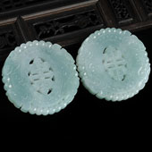 冰种晴水缅甸翡翠A货仿古平安牌挂件（单价）