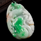 糯冰种红加绿缅甸翡翠A货如意有喜挂件