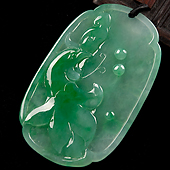 冰种翠色缅甸翡翠A货福寿如意挂件